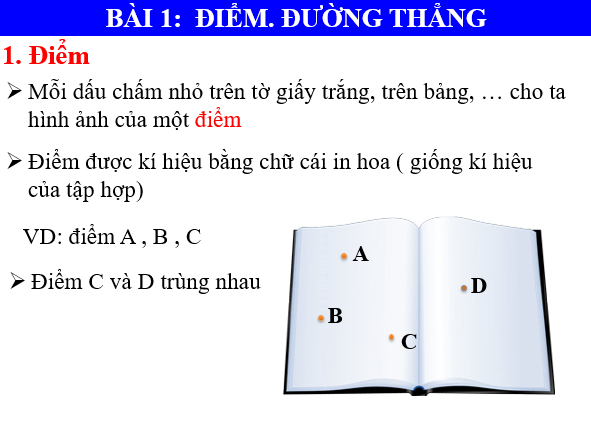 Giáo án điện tử Toán 6 Bài 1: Điểm. Đường thẳng | PPT Toán 6 Chân trời sáng tạo