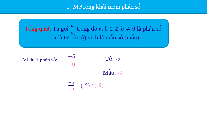 Giáo án điện tử Toán 6 Bài 1: Phân số với tử số và mẫu số là số nguyên | PPT Toán 6 Chân trời sáng tạo