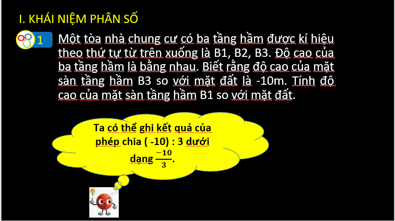 Giáo án điện tử Toán 6 Cánh diều Bài 1: Phân số với tử và mẫu là số nguyên | PPT Toán 6