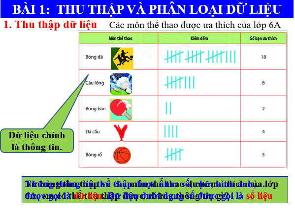 Giáo án điện tử Toán 6 Bài 1: Thu thập và phân loại dữ liệu | PPT Toán 6 Chân trời sáng tạo