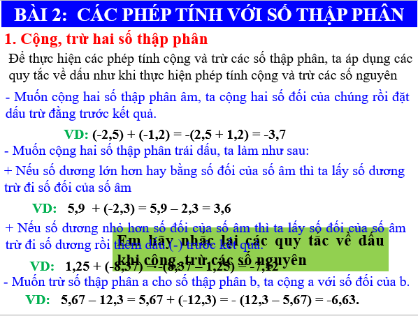 Giáo án điện tử Toán 6 Bài 2: Các phép tính với số thập phân | PPT Toán 6 Chân trời sáng tạo