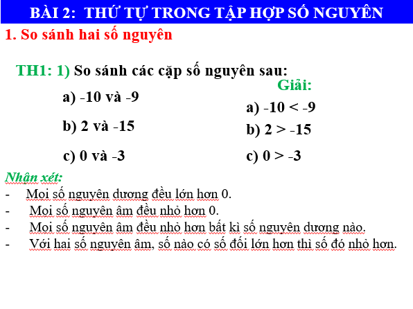 Giáo án điện tử Toán 6 Bài 2: Thứ tự trong tập hợp số nguyên | PPT Toán 6 Chân trời sáng tạo