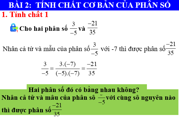 Giáo án điện tử Toán 6 Bài 2: Tính chất cơ bản của phân số | PPT Toán 6 Chân trời sáng tạo