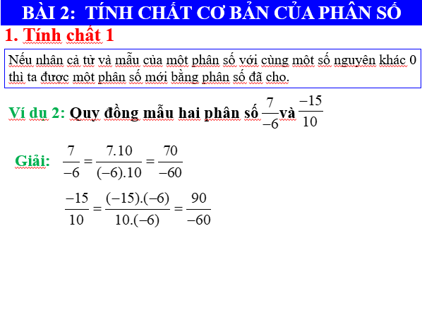 Giáo án điện tử Toán 6 Bài 2: Tính chất cơ bản của phân số | PPT Toán 6 Chân trời sáng tạo