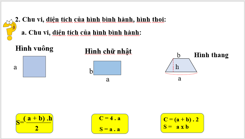 Giáo án điện tử Toán 6 Bài 20: Chu vi và diện tích của một số tứ giác đã học | PPT Toán 6 Kết nối tri thức