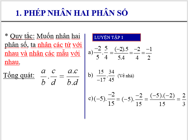 Giáo án điện tử Toán 6 Bài 26: Phép nhân và phép chia phân số | PPT Toán 6 Kết nối tri thức