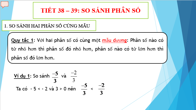 Giáo án điện tử Toán 6 Bài 3: So sánh phân số | PPT Toán 6 Chân trời sáng tạo