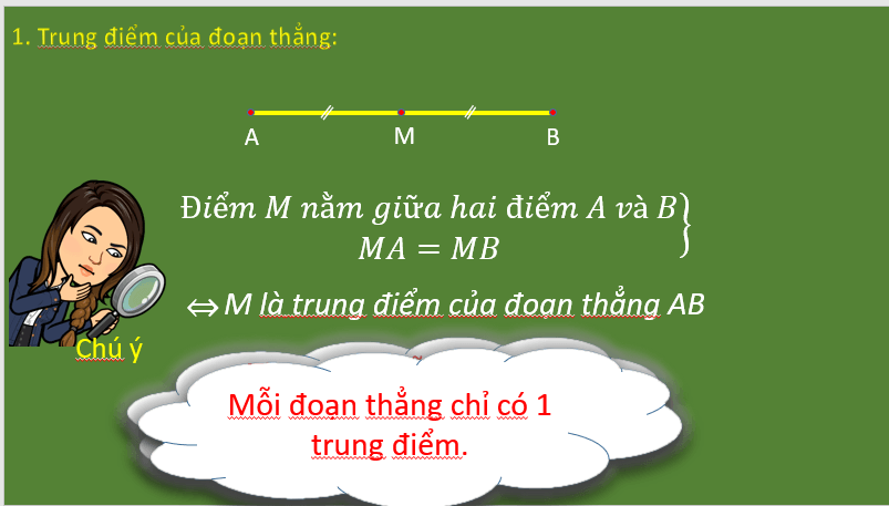 Giáo án điện tử Toán 6 Bài 35: Trung điểm của đoạn thẳng | PPT Toán 6 Kết nối tri thức