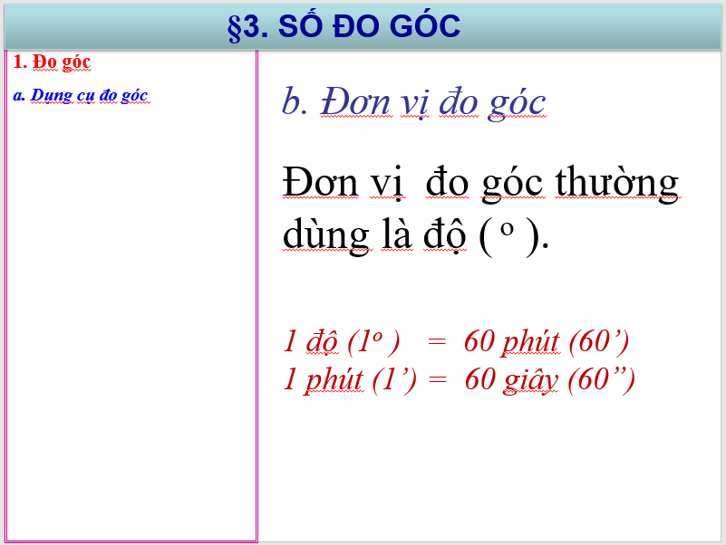 Giáo án điện tử Toán 6 Bài 37: Số đo góc | PPT Toán 6 Kết nối tri thức