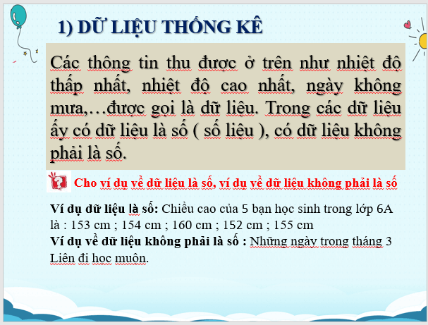 Giáo án điện tử Toán 6 Bài 38: Dữ liệu và thu thập dữ liệu | PPT Toán 6 Kết nối tri thức