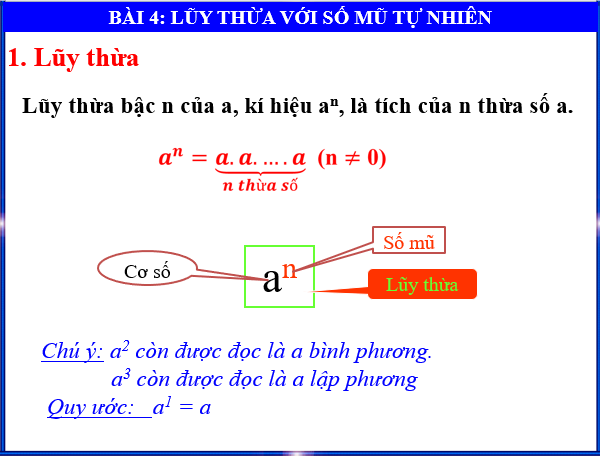 Giáo án điện tử Toán 6 Bài 4: Lũy thừa với số mũ tự nhiên | PPT Toán 6 Chân trời sáng tạo