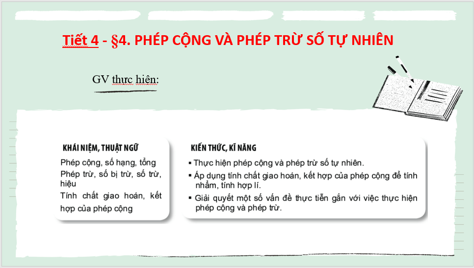 Giáo án điện tử Toán 6 Bài 4: Phép cộng và phép trừ số tự nhiên | PPT Toán 6 Kết nối tri thức