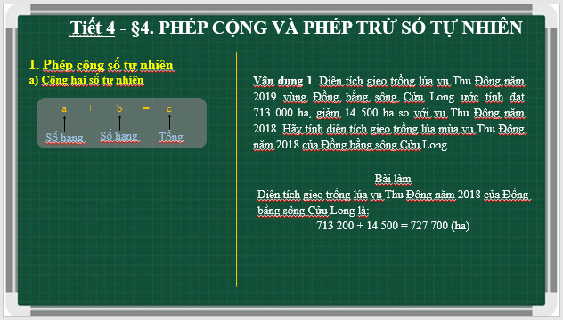 Giáo án điện tử Toán 6 Bài 4: Phép cộng và phép trừ số tự nhiên | PPT Toán 6 Kết nối tri thức