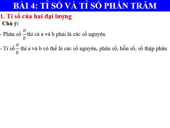 Giáo án điện tử Toán 6 Bài 4: Tỉ số và tỉ số phần trăm | PPT Toán 6 Chân trời sáng tạo