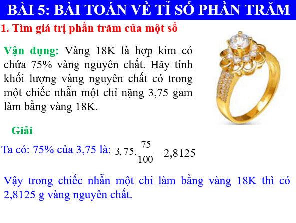 Giáo án điện tử Toán 6 Bài 5: Bài toán về tỉ số phần trăm | PPT Toán 6 Chân trời sáng tạo