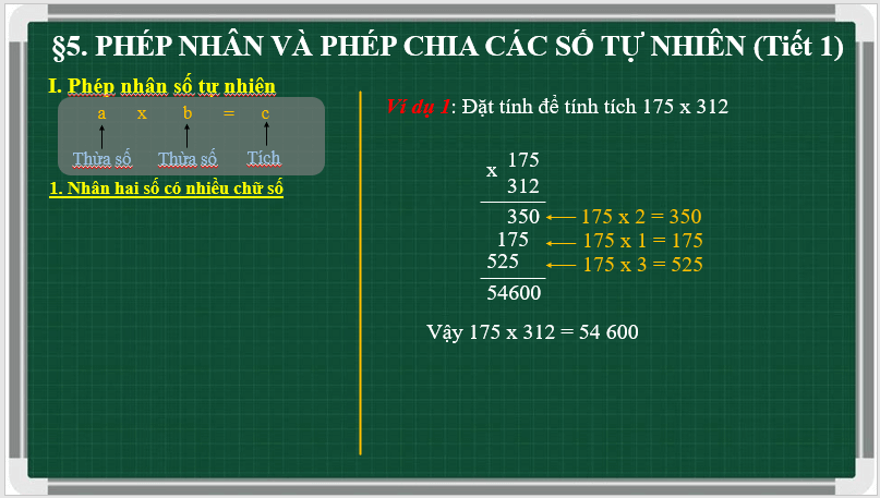 Giáo án điện tử Toán 6 Bài 5: Phép nhân và phép chia số tự nhiên | PPT Toán 6 Kết nối tri thức