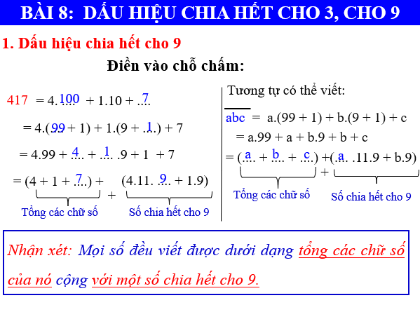 Giáo án điện tử Toán 6 Bài 8: Dấu hiệu chia hết cho 3, cho 9 | PPT Toán 6 Chân trời sáng tạo