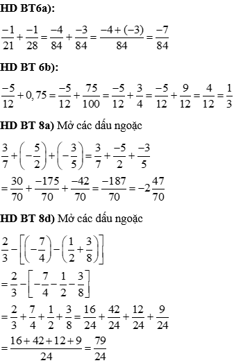 Giáo án Toán 7 Bài 2: Cộng, trừ số hữu tỉ mới nhất