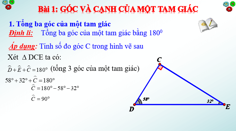 Giáo án điện tử Toán 7 Bài 1: Góc và cạnh của một tam giác | PPT Toán 7 Chân trời sáng tạo