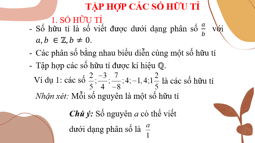 Giáo án điện tử Toán 7 Bài 1: Tập hợp các số hữu tỉ | PPT Toán 7 Chân trời sáng tạo