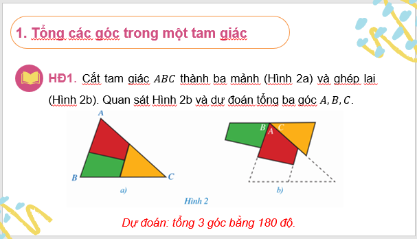 Giáo án điện tử Toán 7 Bài 1: Tổng các góc của một tam giác | PPT Toán 7 Cánh diều