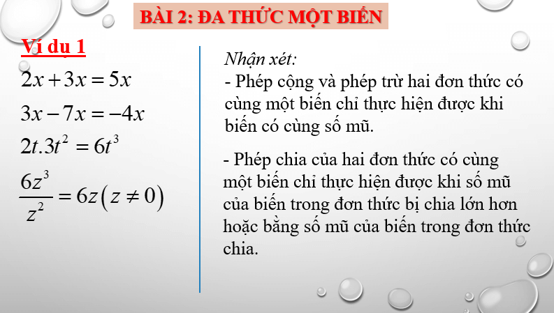 Giáo án điện tử Toán 7 Bài 2: Đa thức một biến | PPT Toán 7 Chân trời sáng tạo