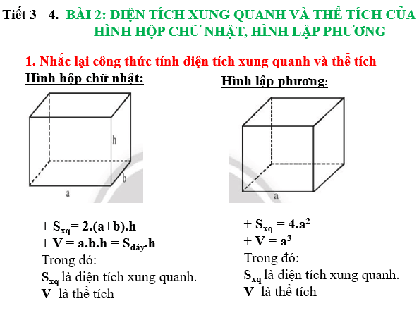 Giáo án điện tử Toán 7 Bài 2: Diện tích xung quanh và thể tích của hình hộp chữ nhật, hình lập phương | PPT Toán 7 Chân trời sáng tạo