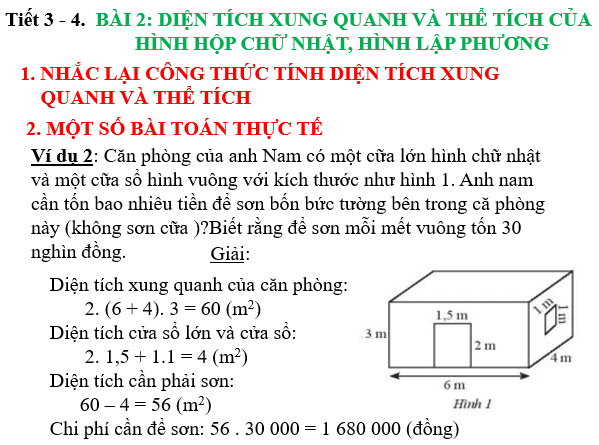 Giáo án điện tử Toán 7 Bài 2: Diện tích xung quanh và thể tích của hình hộp chữ nhật, hình lập phương | PPT Toán 7 Chân trời sáng tạo