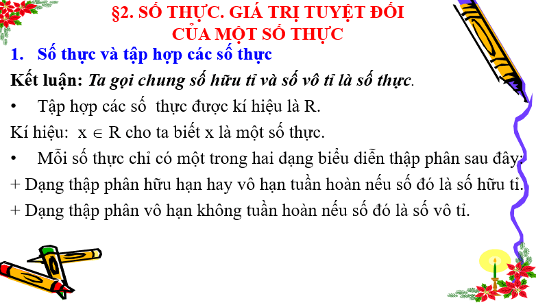 Giáo án điện tử Toán 7 Bài 2: Số thực. Giá trị tuyệt đối của một số thực | PPT Toán 7 Chân trời sáng tạo