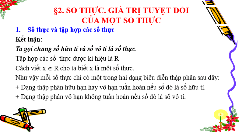 Giáo án điện tử Toán 7 Bài 2: Số thực. Giá trị tuyệt đối của một số thực | PPT Toán 7 Chân trời sáng tạo