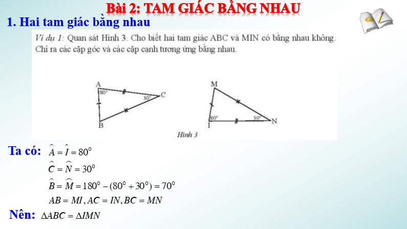 Giáo án điện tử Toán 7 Bài 2: Tam giác bằng nhau | PPT Toán 7 Chân trời sáng tạo