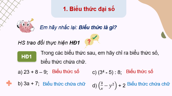 Giáo án điện tử Toán 7 Bài 24: Biểu thức đại số | PPT Toán 7 Kết nối tri thức