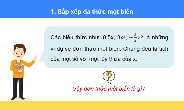 Giáo án điện tử Toán 7 Bài 25: Đa thức một biến | PPT Toán 7 Kết nối tri thức