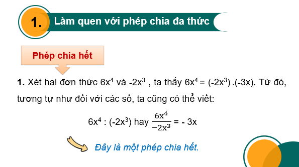 Giáo án điện tử Toán 7 Bài 28: Phép chia đa thức một biến | PPT Toán 7 Kết nối tri thức