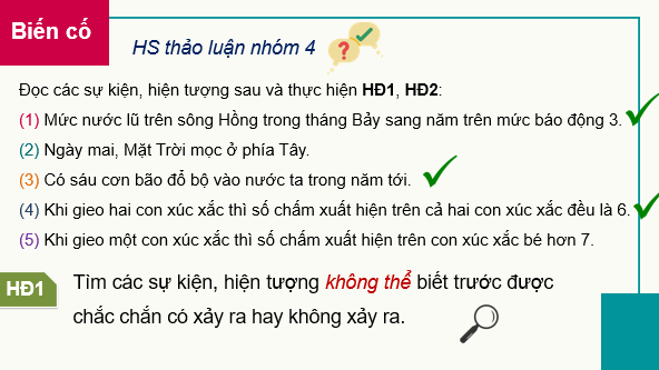 Giáo án điện tử Toán 7 Bài 29: Làm quen với biến cố | PPT Toán 7 Kết nối tri thức