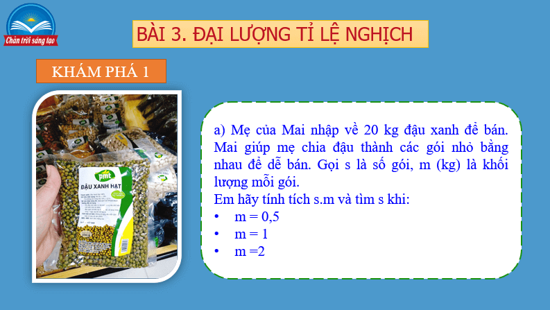 Giáo án điện tử Toán 7 Bài 3: Đại lượng tỉ lệ nghịch | PPT Toán 7 Chân trời sáng tạo