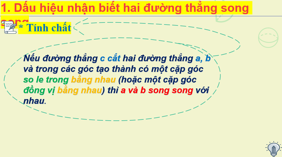 Giáo án điện tử Toán 7 Bài 3: Hai đường thẳng song song | PPT Toán 7 Chân trời sáng tạo