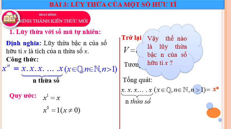 Giáo án điện tử Toán 7 Bài 3: Lũy thừa của một số hữu tỉ | PPT Toán 7 Chân trời sáng tạo