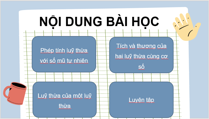 Giáo án điện tử Toán 7 Bài 3: Phép tính lũy thừa với số mũ tự nhiên của một số hữu tỉ | PPT Toán 7 Cánh diều