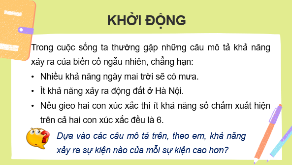 Giáo án điện tử Toán 7 Bài 30: Làm quen với xác suất của biến cố | PPT Toán 7 Kết nối tri thức