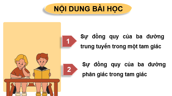 Giáo án điện tử Toán 7 Bài 34: Sự đồng quy của ba đường trung tuyến, ba đường phân giác trong một tam giác | PPT Toán 7 Kết nối tri thức