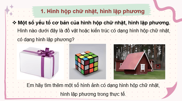 Giáo án điện tử Toán 7 Bài 36: Hình hộp chữ nhật và hình lập phương | PPT Toán 7 Kết nối tri thức