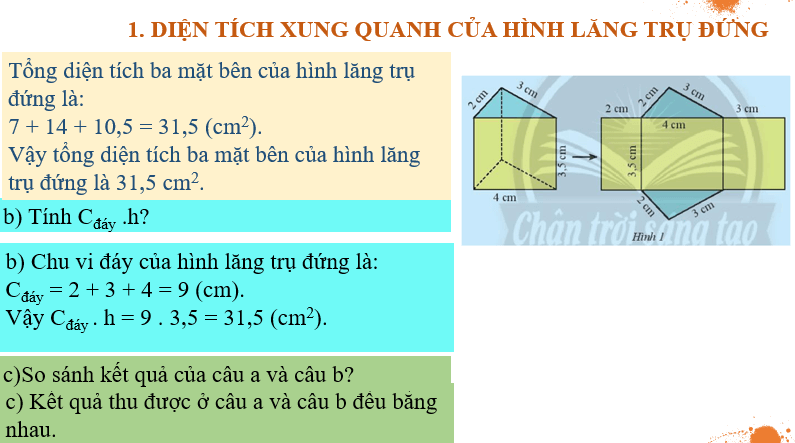 Giáo án điện tử Toán 7 Bài 4: Diện tích xung quanh và thể tích của hình lăng trụ đứng tam giác, lăng trụ đứng tứ giác | PPT Toán 7 Chân trời sáng tạo