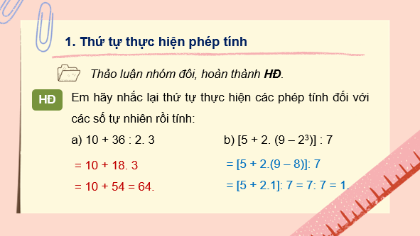 Giáo án điện tử Toán 7 Bài 4: Thứ tự thực hiện các phép tính. Quy tắc chuyển vế | PPT Toán 7 Kết nối tri thức