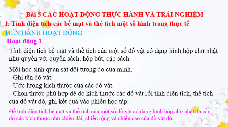 Giáo án điện tử Toán 7 Bài 5: Hoạt động thực hành và trải nghiệm: Các bài toán về đo đạc và gấp hình | PPT Toán 7 Chân trời sáng tạo