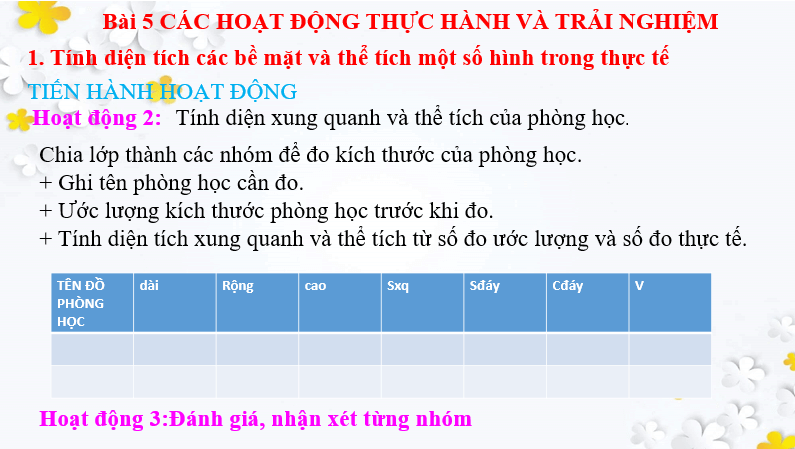 Giáo án điện tử Toán 7 Bài 5: Hoạt động thực hành và trải nghiệm: Các bài toán về đo đạc và gấp hình | PPT Toán 7 Chân trời sáng tạo