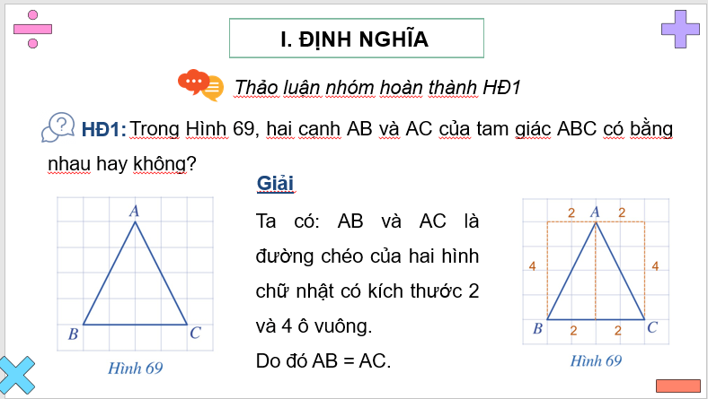 Giáo án điện tử Toán 7 Bài 7: Tam giác cân | PPT Toán 7 Cánh diều