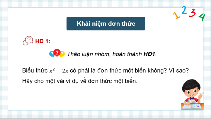 Giáo án điện tử Toán 8 Bài 1: Đơn thức | PPT Toán 8 Kết nối tri thức