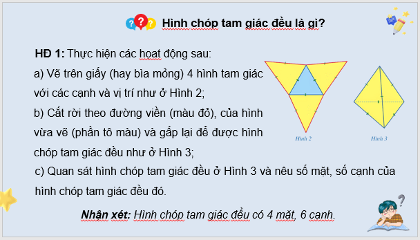 Giáo án điện tử Toán 8 Bài 1: Hình chóp tam giác đều | PPT Toán 8 Cánh diều