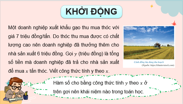 Giáo án điện tử Toán 8 Bài 3: Hàm số bậc nhất y = ax + b (a ≠ 0) | PPT Toán 8 Cánh diều